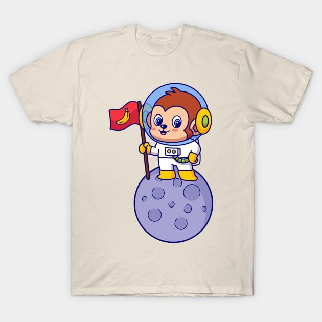 Monkey Astronaut Landing on Moon T-Shirt by yellowline